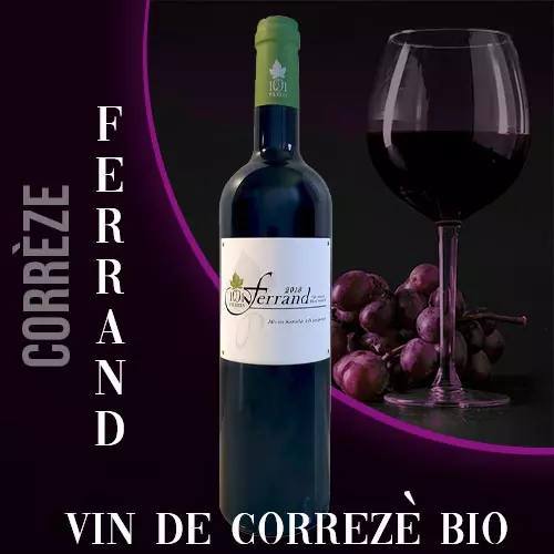 Bouteille du vin " Ferrand Bio AOP Vin de Corrèze" du vignoble 1001 Pierres