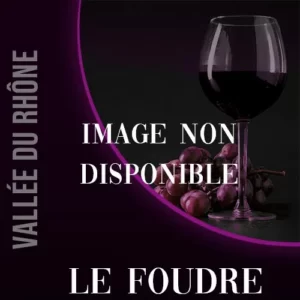Bouteille du vin rouge Le Foudre du Domaine Grangeneuve en Provence. Robe rouge soutenue et étiquette avec le nom du vin.