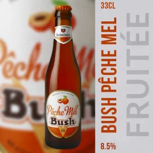 Bière belge pêche mel bush brasserie dubuisson